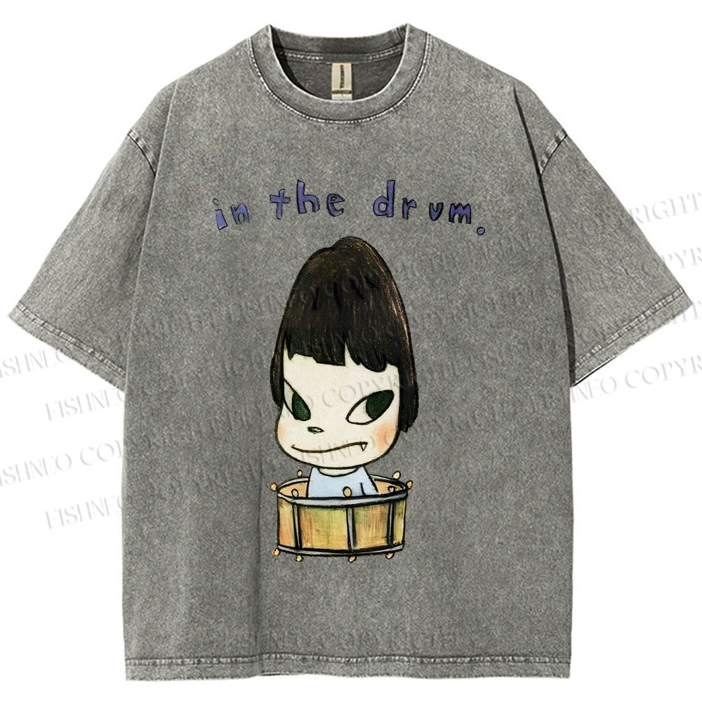 Unisex Yoshitomo Nara In The Drum Printed Washed Tee