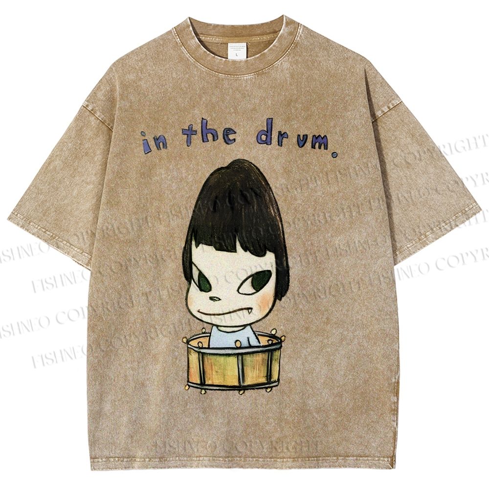 Unisex Yoshitomo Nara In The Drum Printed Washed Tee