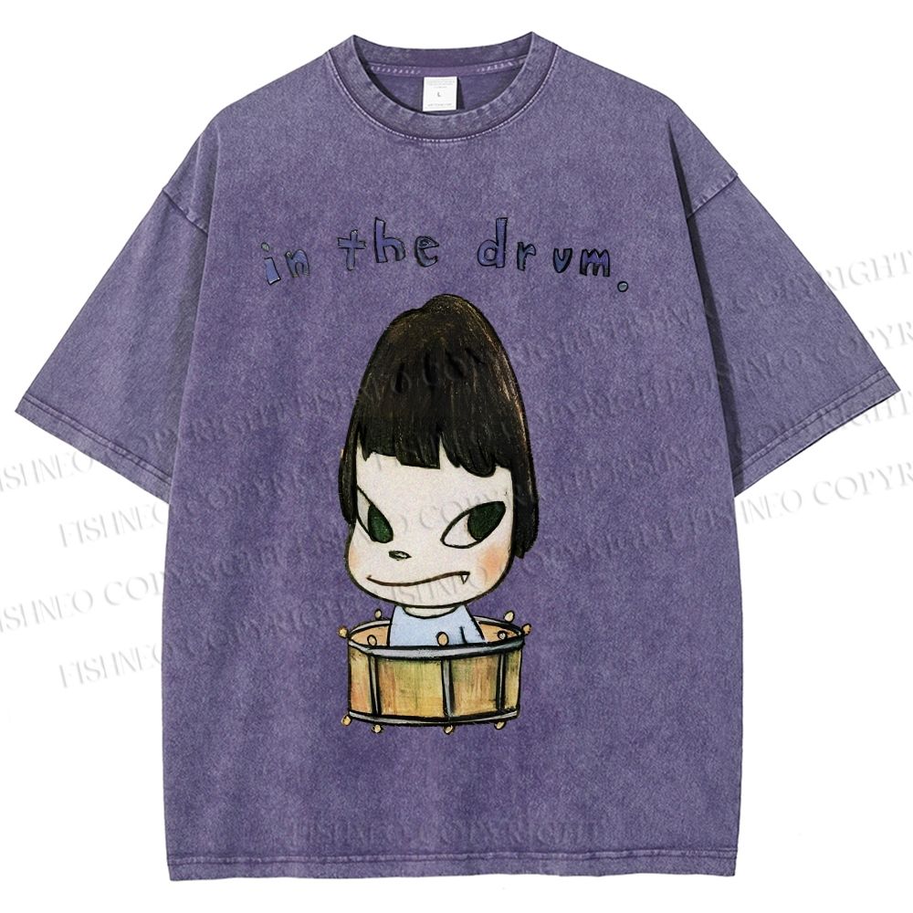 Unisex Yoshitomo Nara In The Drum Printed Washed Tee