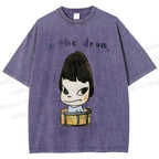 Unisex Yoshitomo Nara In The Drum Printed Washed Tee