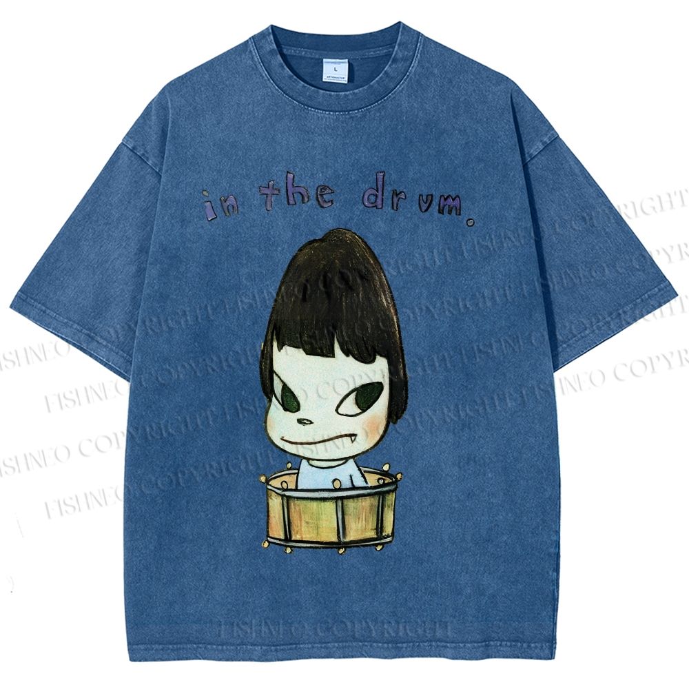Unisex Yoshitomo Nara In The Drum Printed Washed Tee