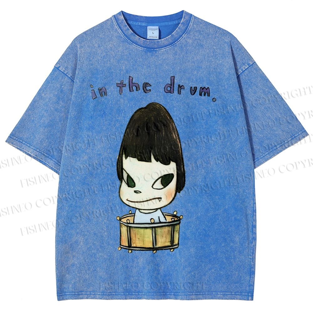 Unisex Yoshitomo Nara In The Drum Printed Washed Tee