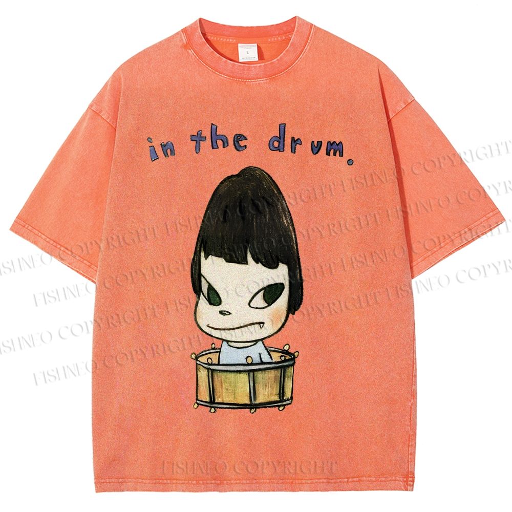 Unisex Yoshitomo Nara In The Drum Printed Washed Tee
