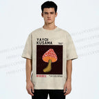 Unisex Yayoi Kusama Mushroom Printed Washed Tee