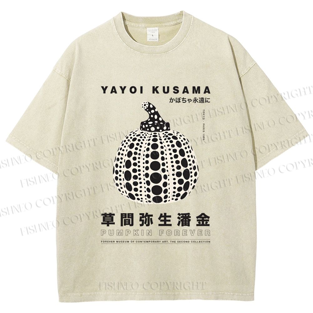 Unisex Yayoi Kusama Pumpkin Printed Washed Tee