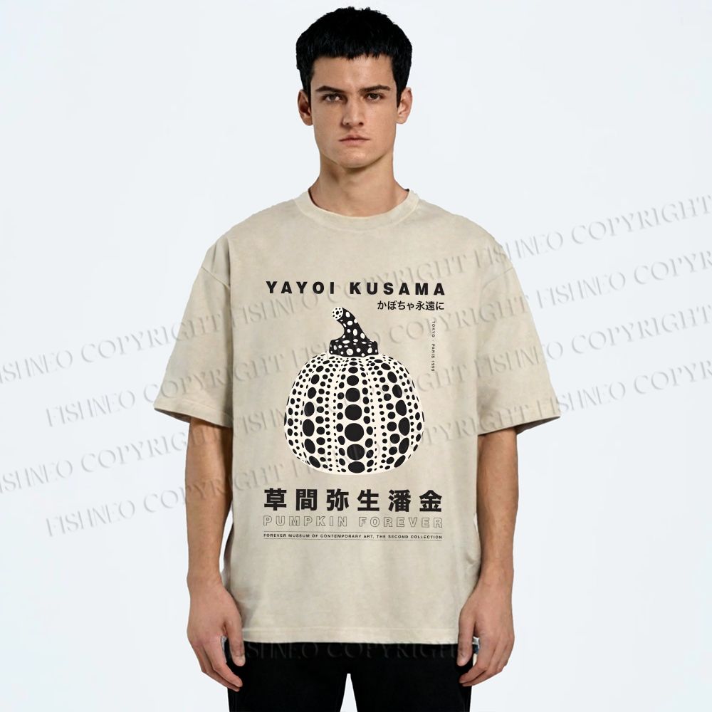 Unisex Yayoi Kusama Pumpkin Printed Washed Tee