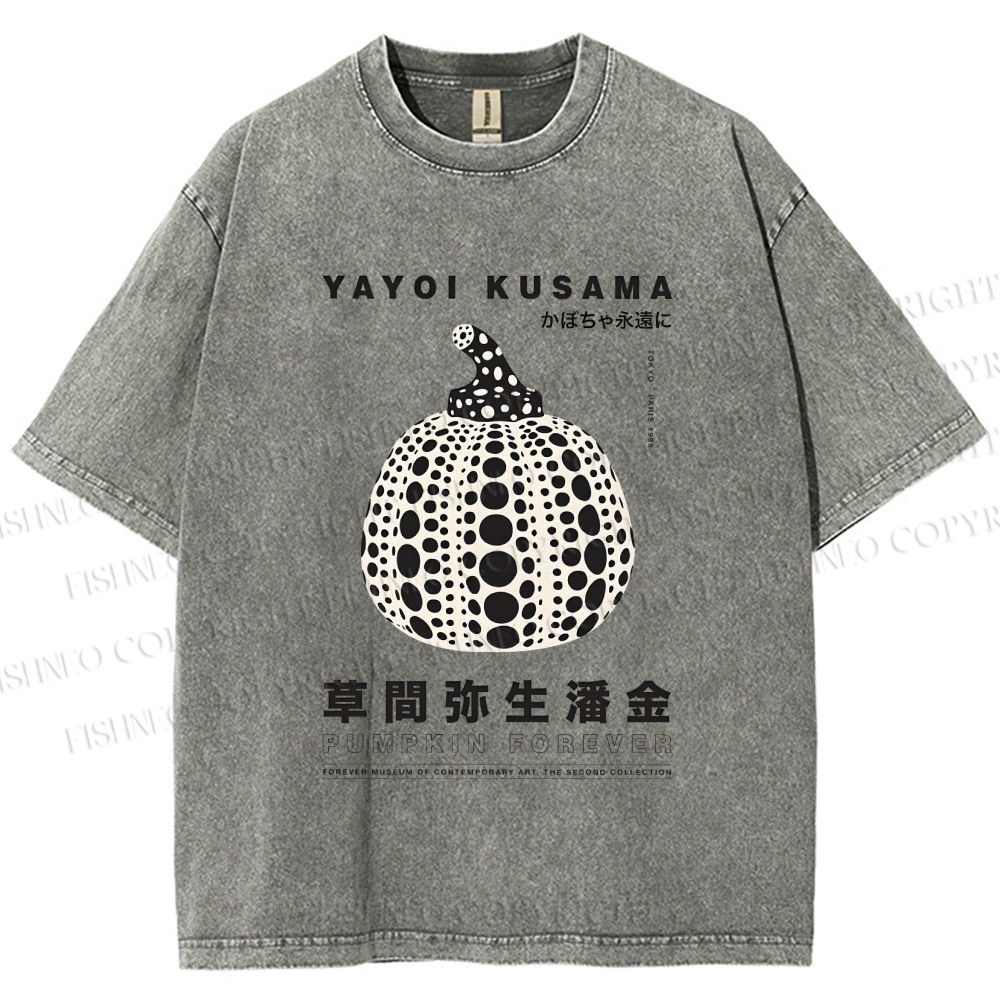 Unisex Yayoi Kusama Pumpkin Printed Washed Tee