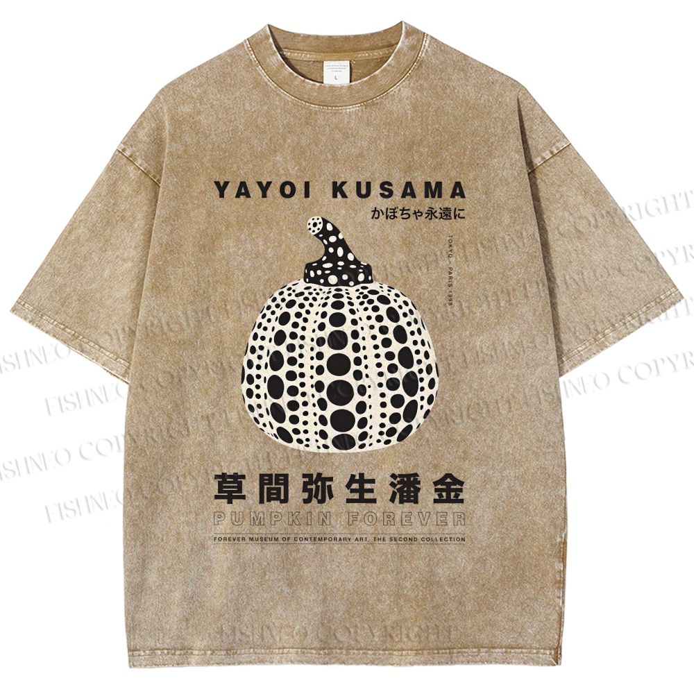 Unisex Yayoi Kusama Pumpkin Printed Washed Tee