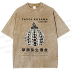 Unisex Yayoi Kusama Pumpkin Printed Washed Tee