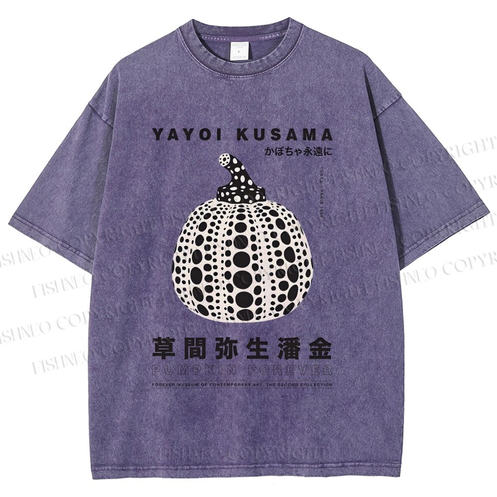 Unisex Yayoi Kusama Pumpkin Printed Washed Tee