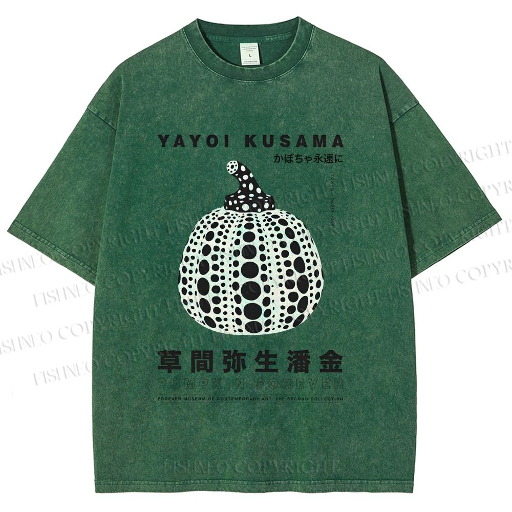 Unisex Yayoi Kusama Pumpkin Printed Washed Tee