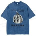 Unisex Yayoi Kusama Pumpkin Printed Washed Tee