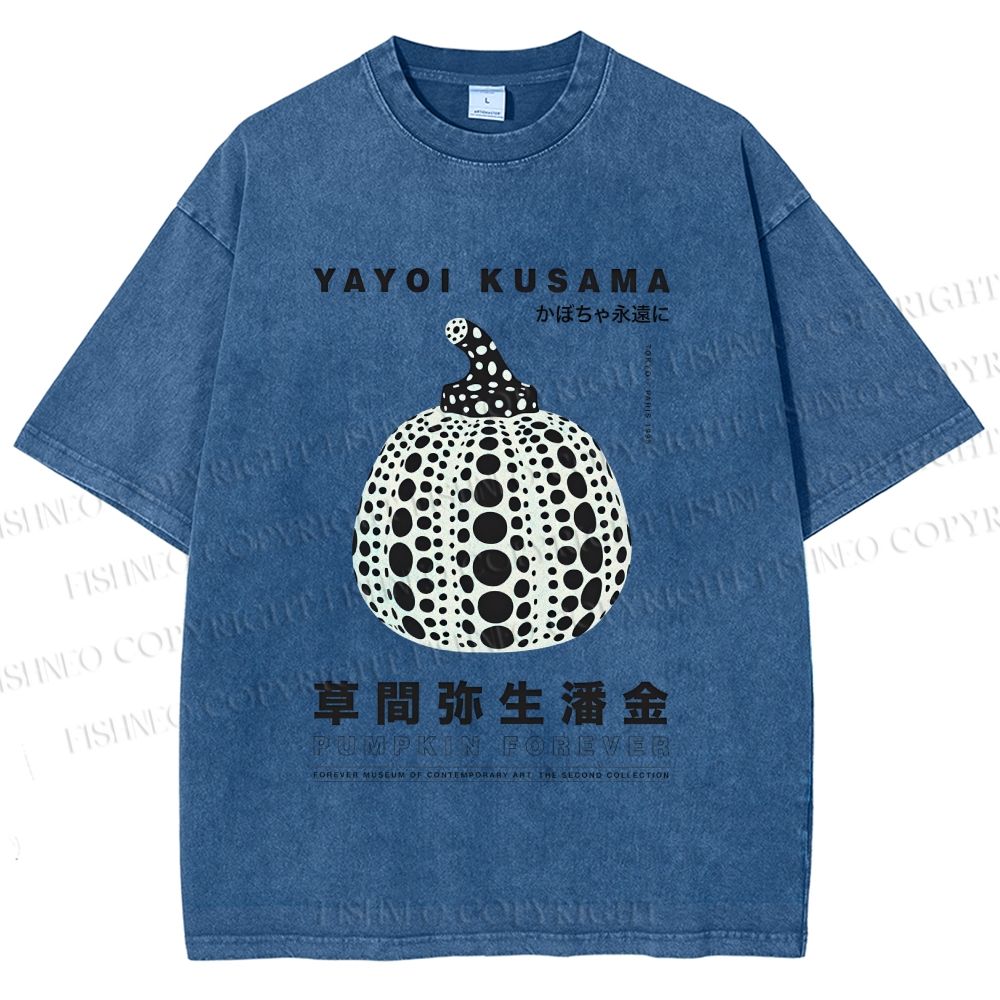 Unisex Yayoi Kusama Pumpkin Printed Washed Tee