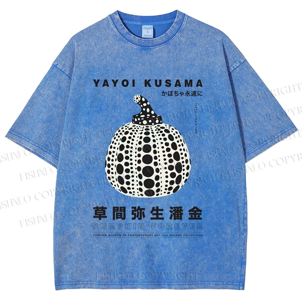 Unisex Yayoi Kusama Pumpkin Printed Washed Tee