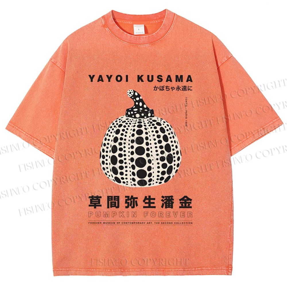 Unisex Yayoi Kusama Pumpkin Printed Washed Tee