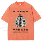 Unisex Yayoi Kusama Pumpkin Printed Washed Tee