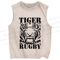 Unisex Tiger Rugby Printed Washed Tank Top