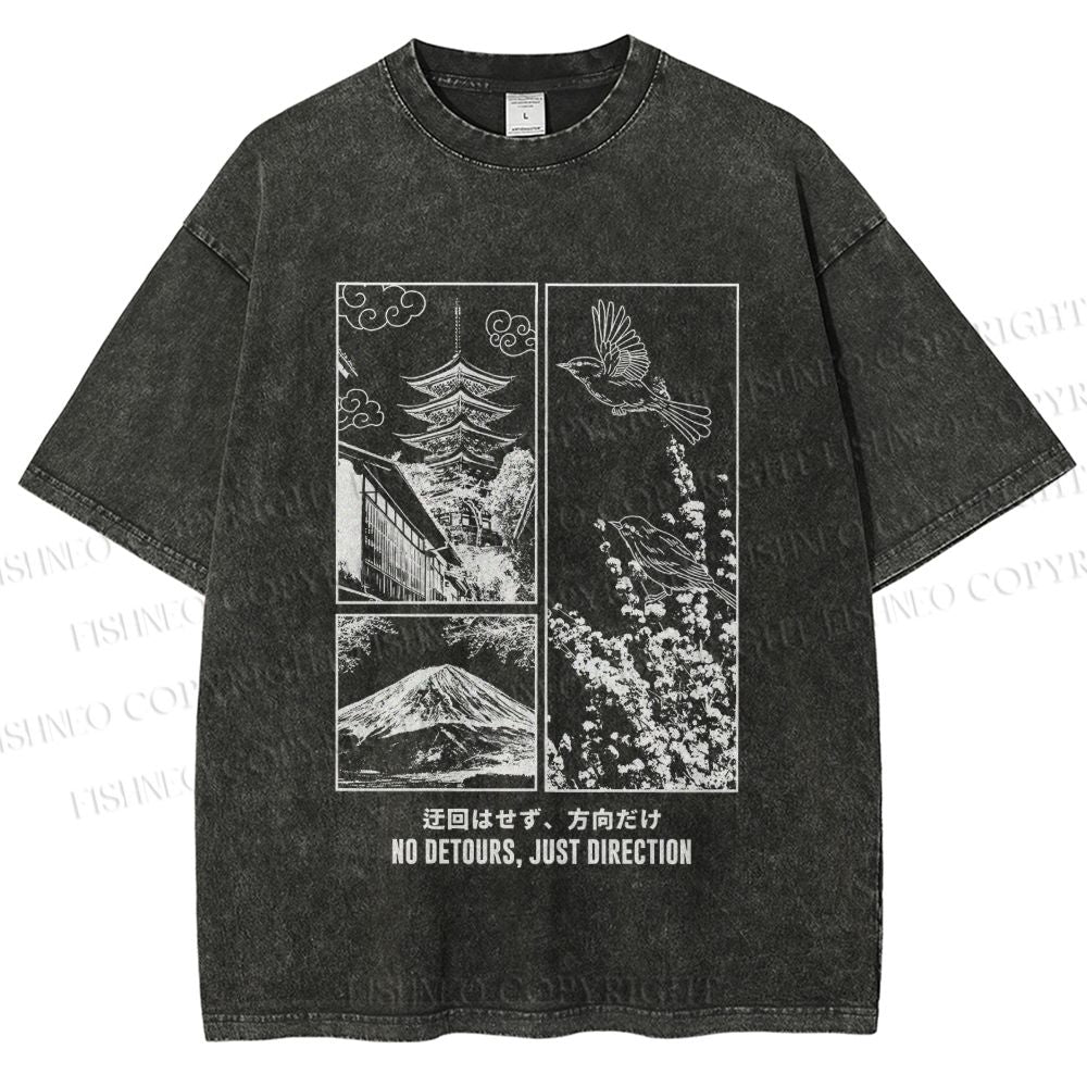 Unisex No Detours Just Direction Printed Washed Tee