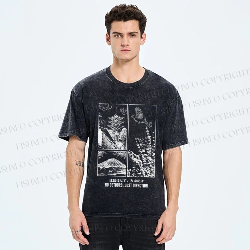 Unisex No Detours Just Direction Printed Washed Tee