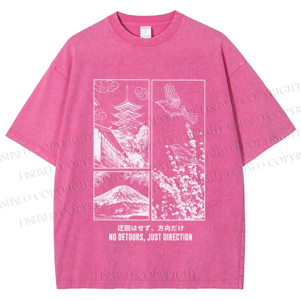 Unisex No Detours Just Direction Printed Washed Tee