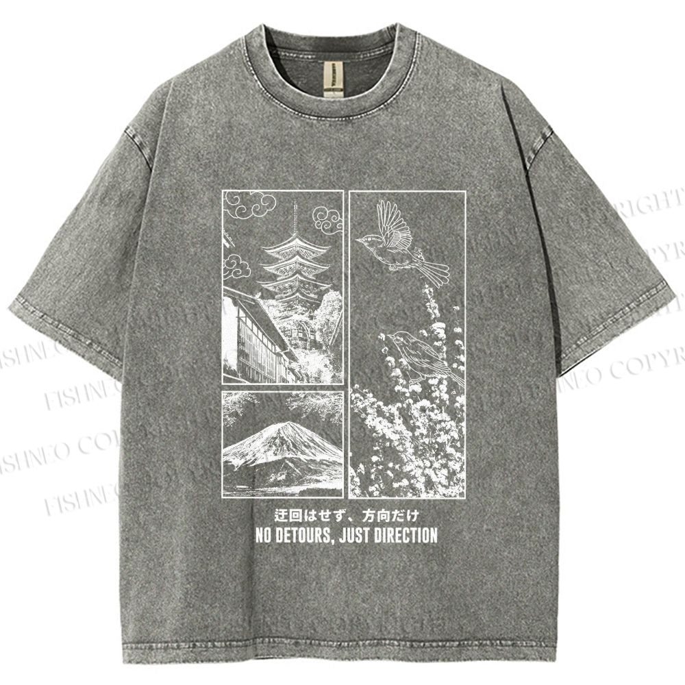Unisex No Detours Just Direction Printed Washed Tee