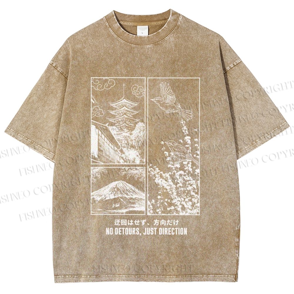 Unisex No Detours Just Direction Printed Washed Tee