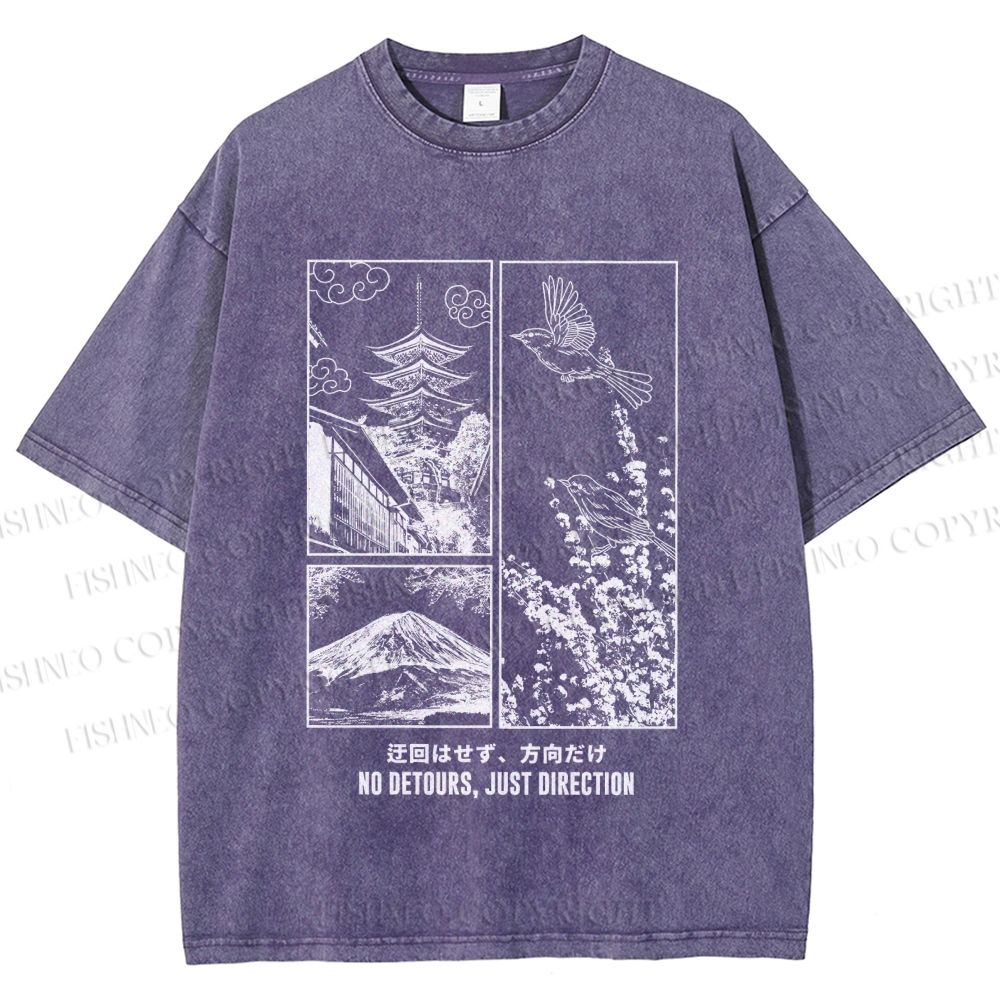 Unisex No Detours Just Direction Printed Washed Tee