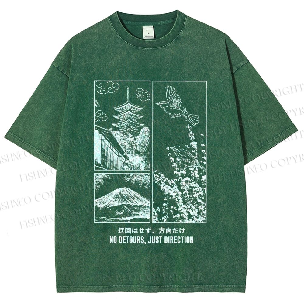 Unisex No Detours Just Direction Printed Washed Tee