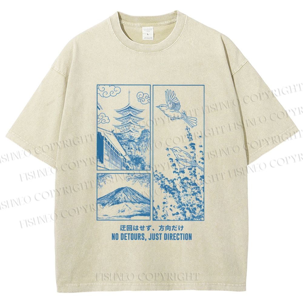 Unisex No Detours Just Direction Printed Washed Tee