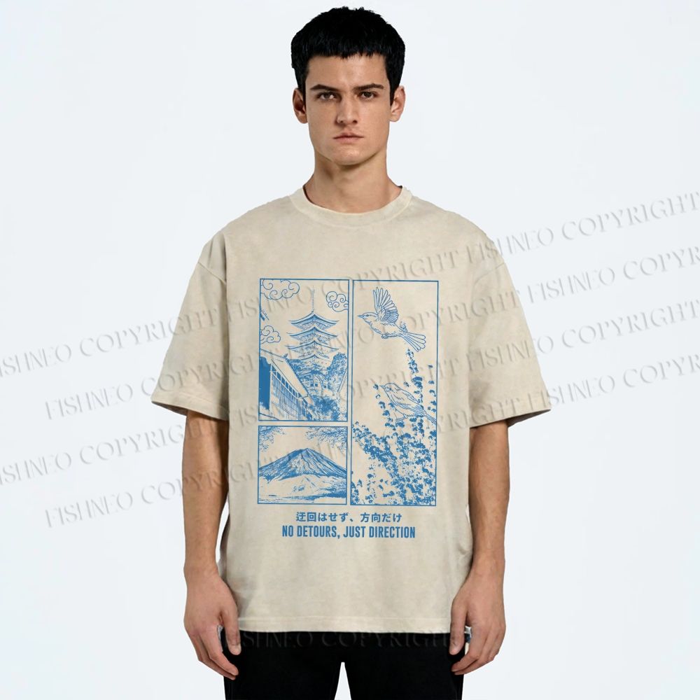 Unisex No Detours Just Direction Printed Washed Tee
