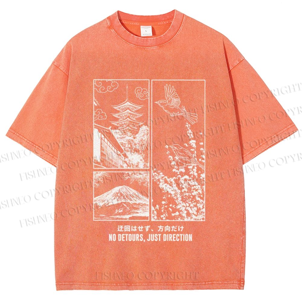 Unisex No Detours Just Direction Printed Washed Tee