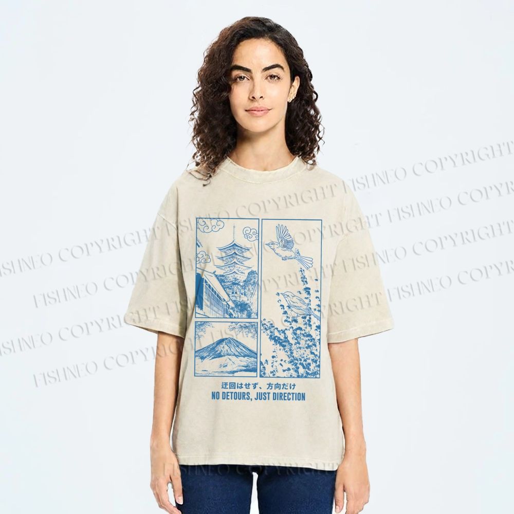 Unisex No Detours Just Direction Printed Washed Tee