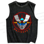 Unisex Mazinger Z Printed Washed Tank Top