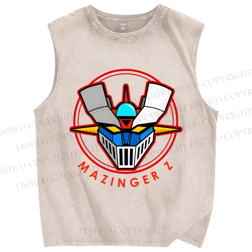 Unisex Mazinger Z Printed Washed Tank Top
