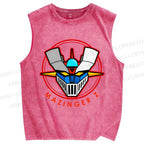 Unisex Mazinger Z Printed Washed Tank Top