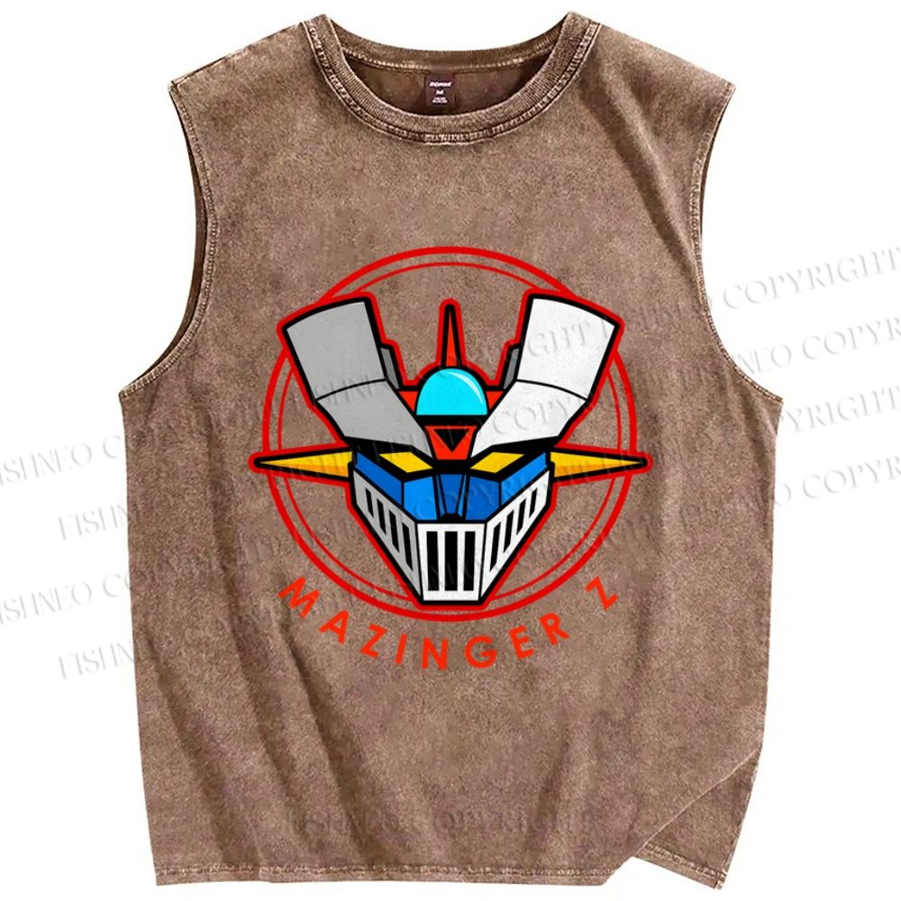 Unisex Mazinger Z Printed Washed Tank Top