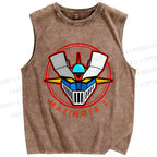Unisex Mazinger Z Printed Washed Tank Top