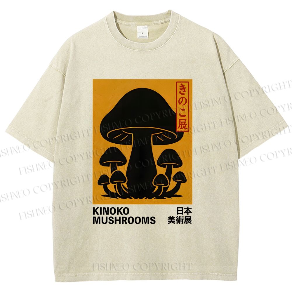 Unisex Kinoko Mushrooms Printed Washed Tee