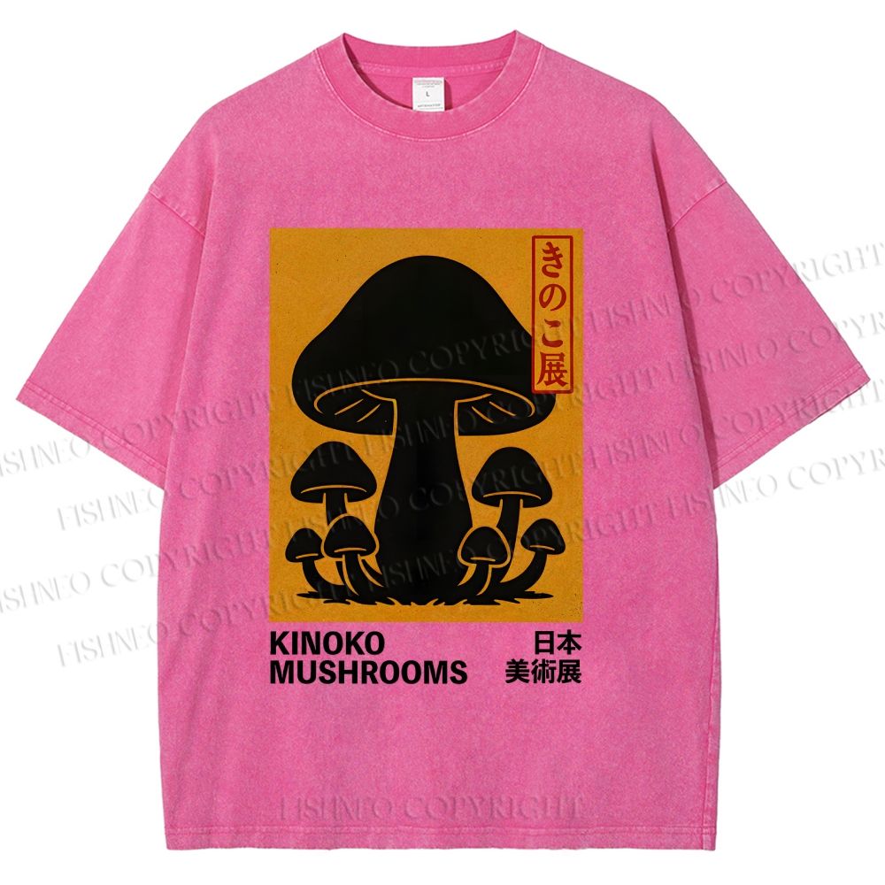 Unisex Kinoko Mushrooms Printed Washed Tee