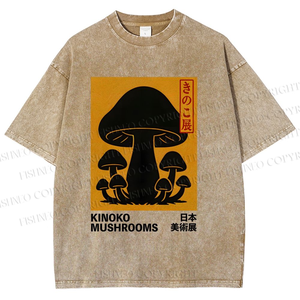 Unisex Kinoko Mushrooms Printed Washed Tee