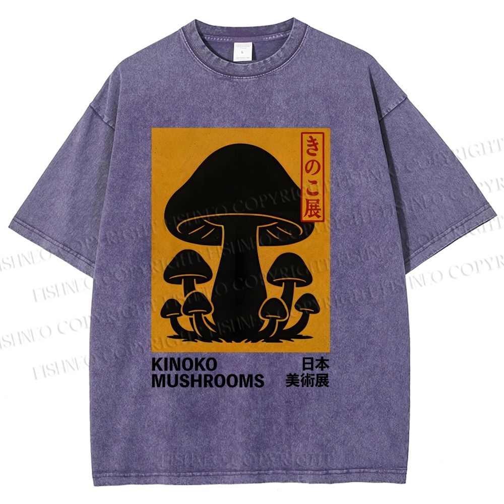 Unisex Kinoko Mushrooms Printed Washed Tee