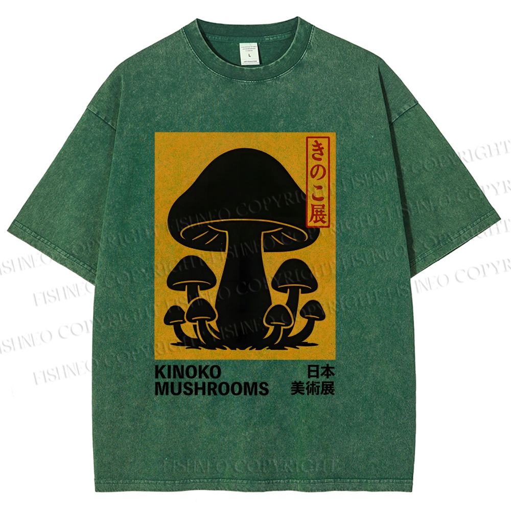 Unisex Kinoko Mushrooms Printed Washed Tee