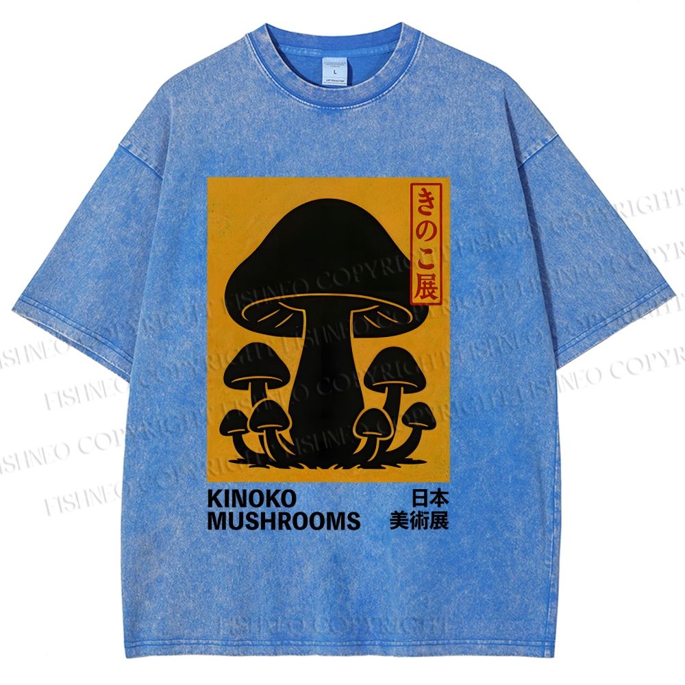 Unisex Kinoko Mushrooms Printed Washed Tee