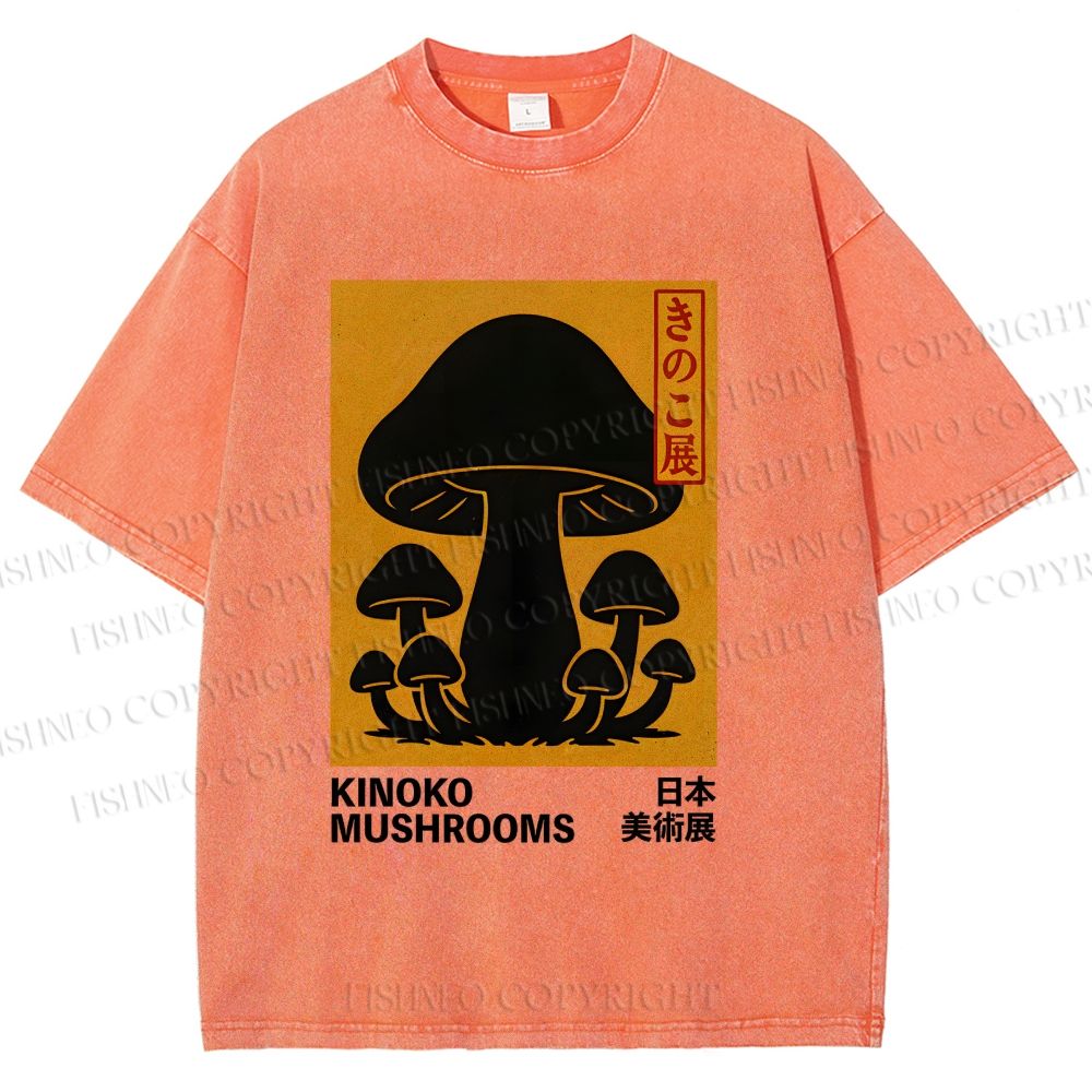 Unisex Kinoko Mushrooms Printed Washed Tee