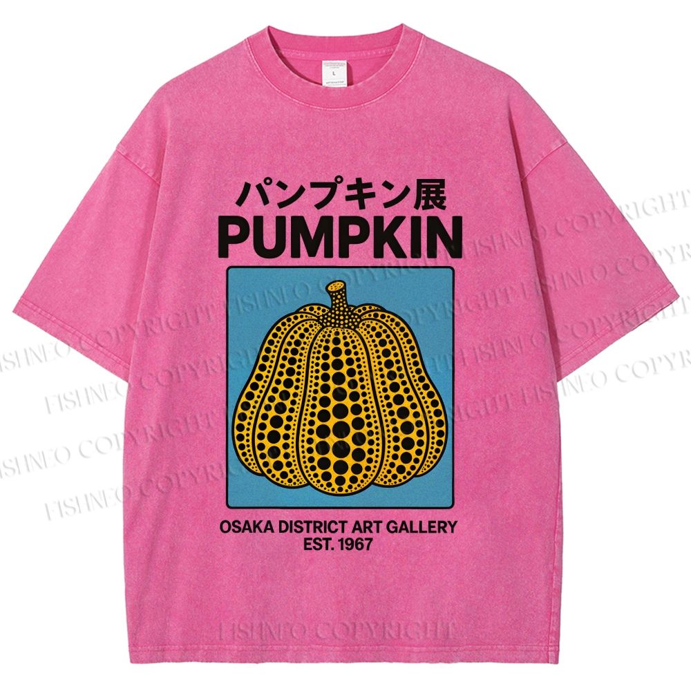 Unisex Yayoi Kusama Pumpkin Art Printed Washed Tee
