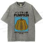 Unisex Yayoi Kusama Pumpkin Art Printed Washed Tee