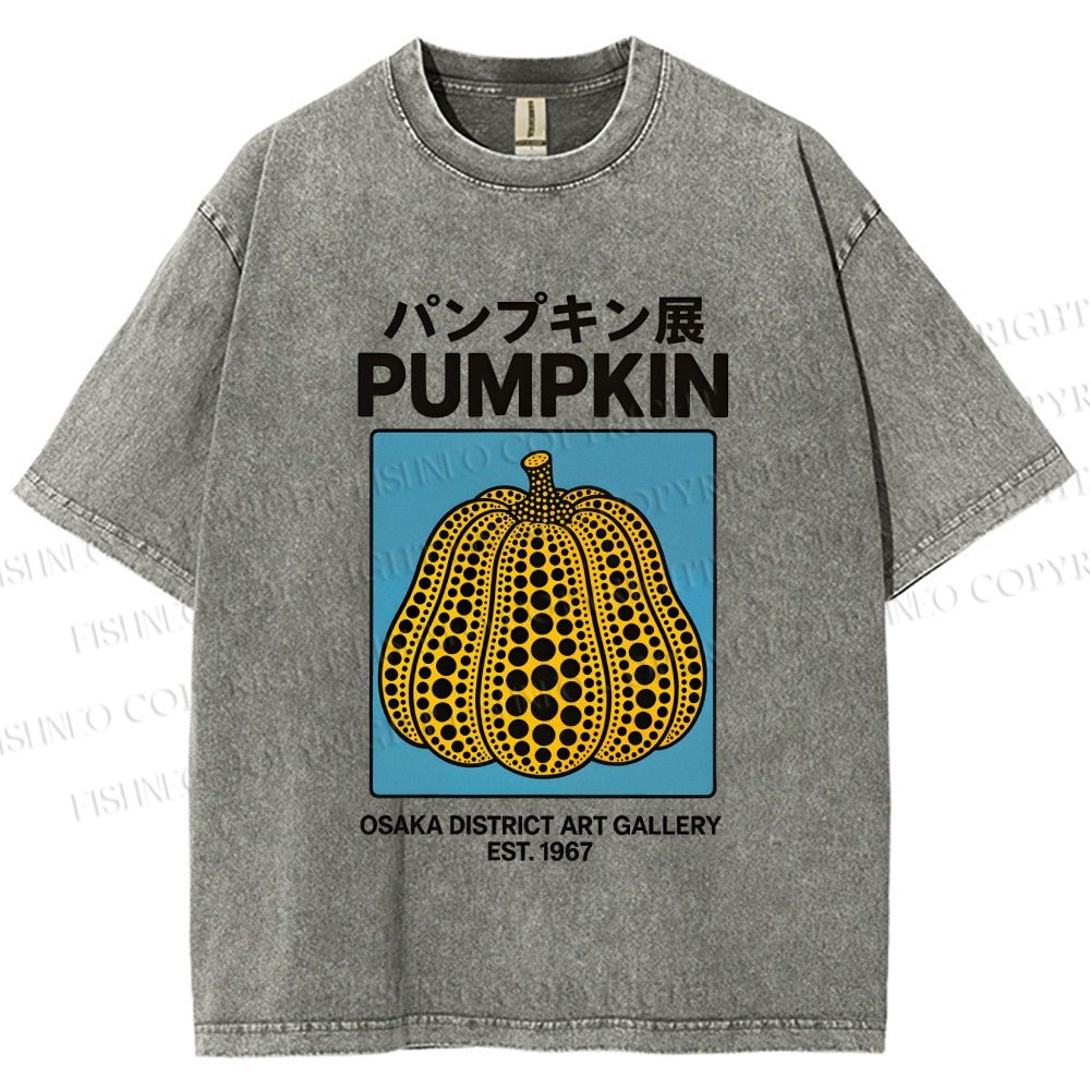 Unisex Yayoi Kusama Pumpkin Art Printed Washed Tee