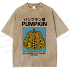 Unisex Yayoi Kusama Pumpkin Art Printed Washed Tee
