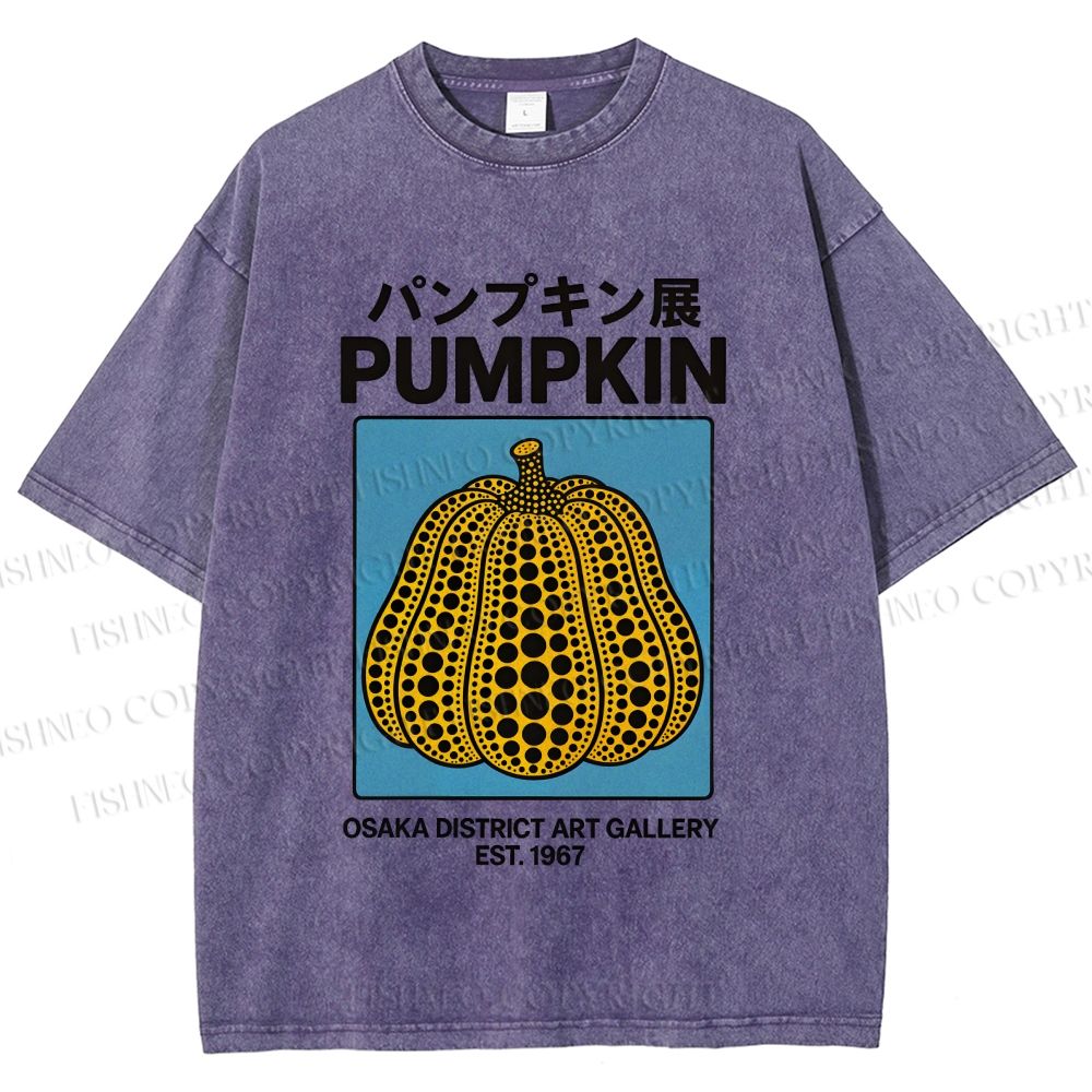 Unisex Yayoi Kusama Pumpkin Art Printed Washed Tee