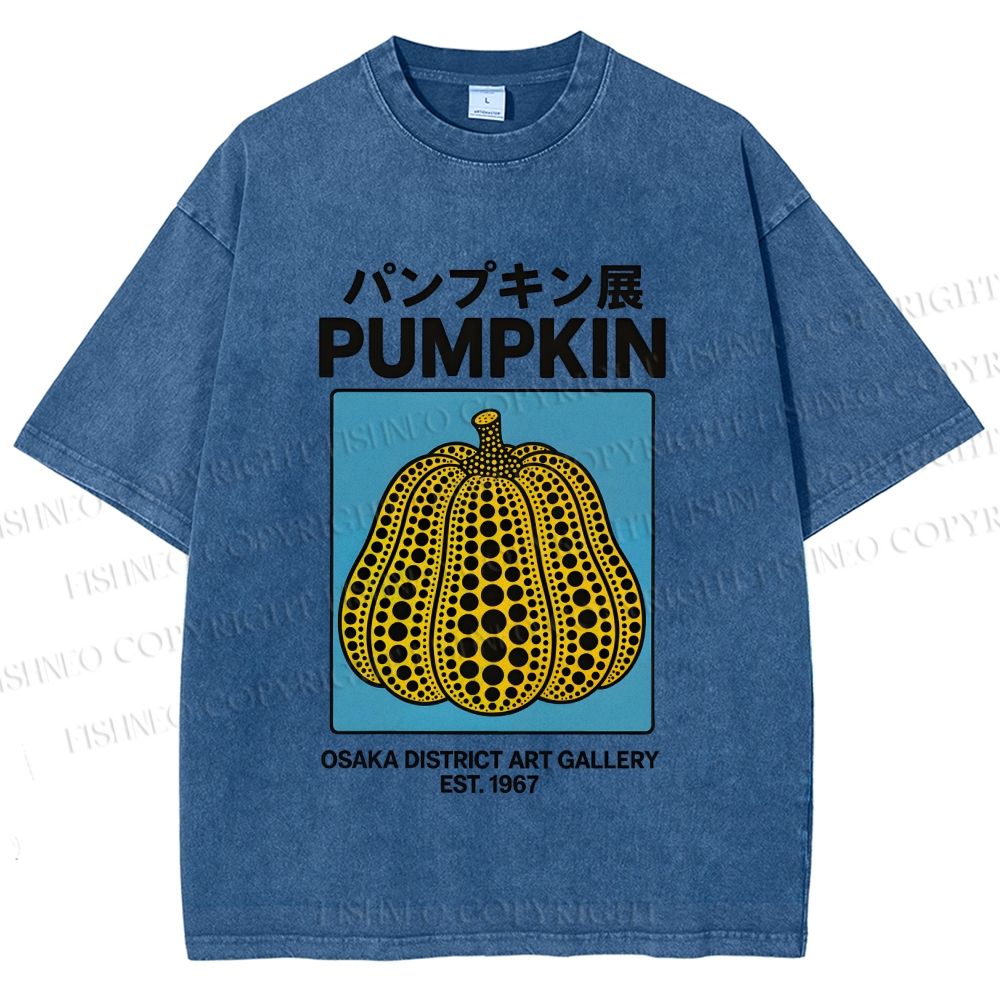 Unisex Yayoi Kusama Pumpkin Art Printed Washed Tee